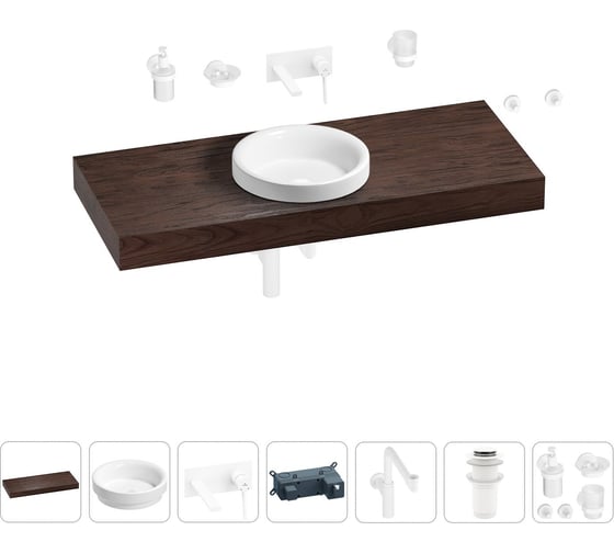 Комплект мебели для ванной комнаты с раковиной Wellsee Genuine Tree 201015950 1