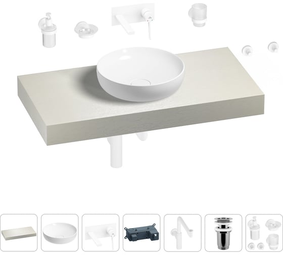 Комплект мебели для ванной комнаты с раковиной Wellsee Genuine Tree 201016250 1