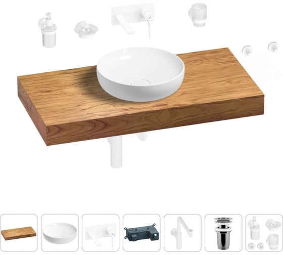 Комплект мебели для ванной комнаты Wellsee Genuine Tree с раковиной 201016290 1
