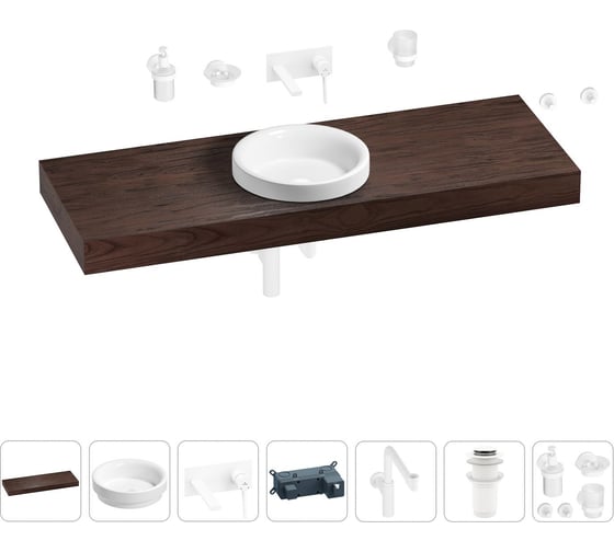Комплект мебели для ванной комнаты с раковиной Wellsee Genuine Tree 201016070 1
