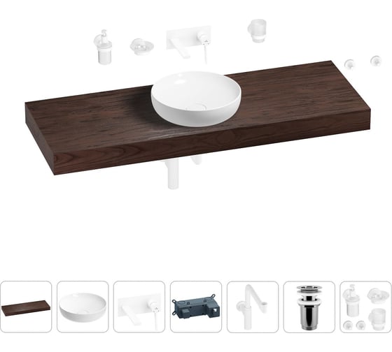 Комплект мебели для ванной комнаты с раковиной Wellsee Genuine Tree 201016550 1