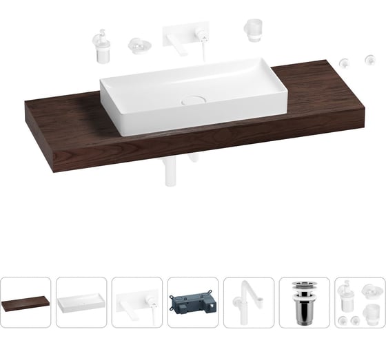 Комплект мебели для ванной комнаты с раковиной Wellsee Genuine Tree 201017990 1