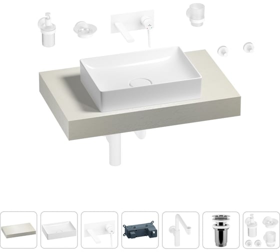 Комплект мебели для ванной комнаты с раковиной Wellsee Genuine Tree 201017210 1