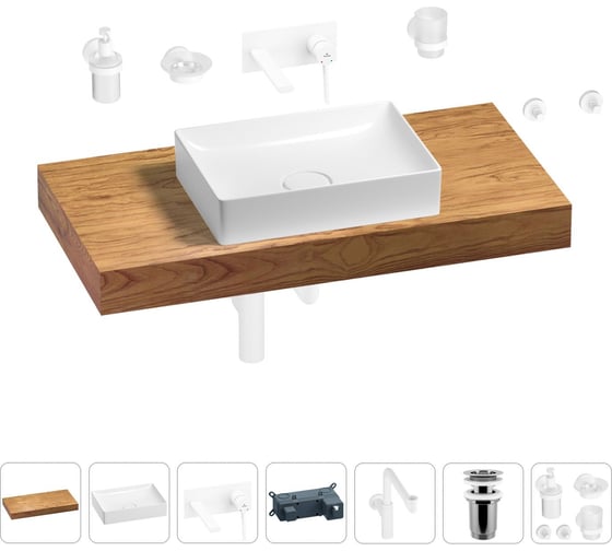 Комплект мебели для ванной комнаты с раковиной Wellsee Genuine Tree 201017370 1