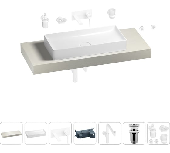 Комплект мебели для ванной комнаты с раковиной Wellsee Genuine Tree 201017810 1