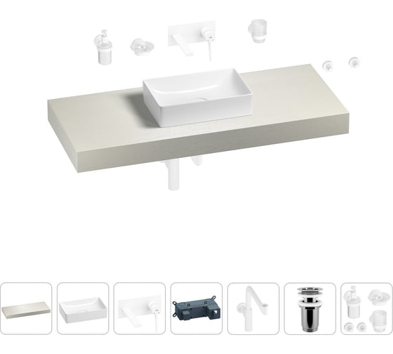 Комплект мебели для ванной комнаты с раковиной Wellsee Genuine Tree 201017025 1