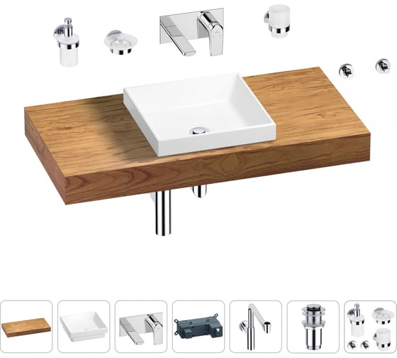 Комплект мебели для ванной комнаты Wellsee Genuine Tree с раковиной 201015321 1