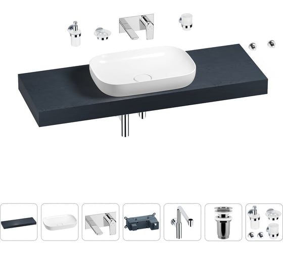 Комплект мебели для ванной комнаты Wellsee Genuine Tree с раковиной 201014401 1