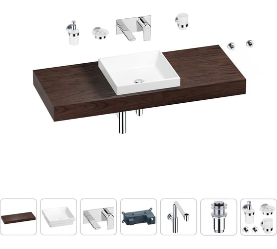 Комплект мебели для ванной комнаты Wellsee Genuine Tree с раковиной 201015461