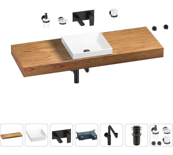 Комплект мебели для ванной комнаты Wellsee Genuine Tree с раковиной 201015562 1