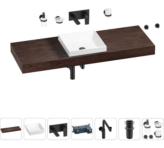 Комплект мебели для ванной комнаты Wellsee Genuine Tree с раковиной 201015582 1