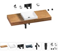 Комплект мебели для ванной комнаты Wellsee Genuine Tree с раковиной 201015442