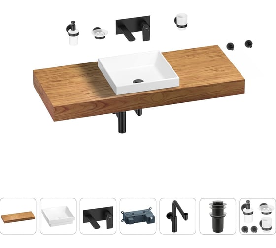 Комплект мебели для ванной комнаты Wellsee Genuine Tree с раковиной 201015442