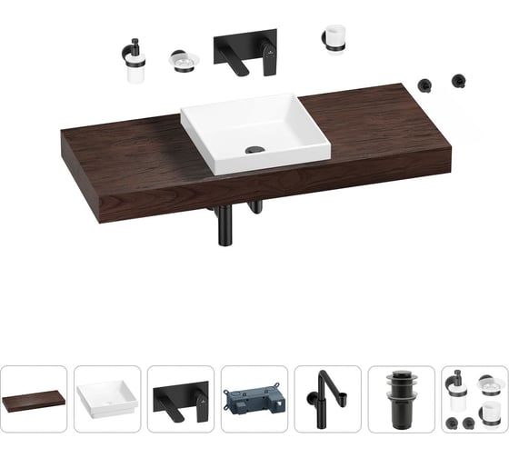 Комплект мебели для ванной комнаты Wellsee Genuine Tree с раковиной 201015462 1