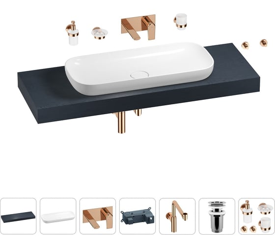 Комплект мебели для ванной комнаты Wellsee Genuine Tree с раковиной 201014644 1