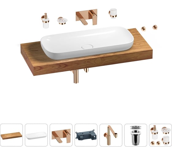 Комплект мебели для ванной комнаты Wellsee Genuine Tree с раковиной 201014544 1