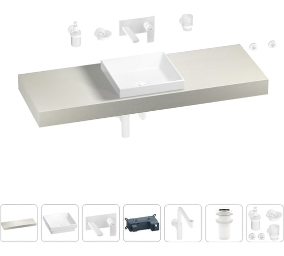 Комплект мебели для ванной комнаты Wellsee Genuine Tree с раковиной 201015525 1