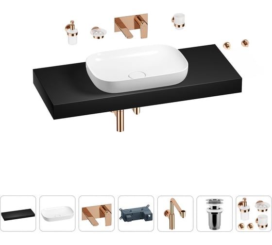 Комплект мебели для ванной комнаты Wellsee Genuine Tree с раковиной 201014364 1