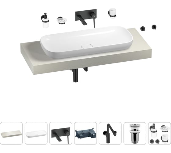 Комплект мебели для ванной комнаты с раковиной Wellsee Genuine Tree 201014507 1