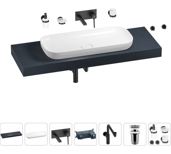 Комплект мебели для ванной комнаты Wellsee Genuine Tree с раковиной 201014647 1