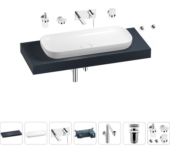 Комплект мебели для ванной комнаты с раковиной Wellsee Genuine Tree 201014526 1