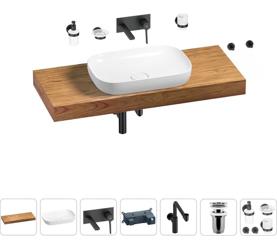 Комплект мебели для ванной комнаты Wellsee Genuine Tree с раковиной 201014307 1