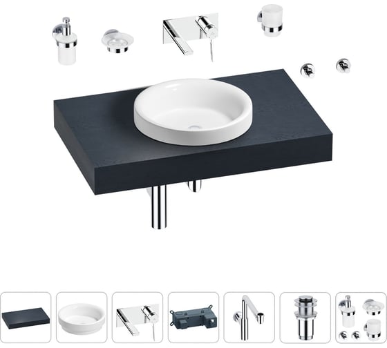 Комплект мебели для ванной комнаты Wellsee Genuine Tree с раковиной 201015666 1