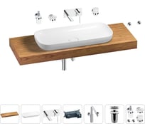 Комплект мебели для ванной комнаты с раковиной Wellsee Genuine Tree 201014666