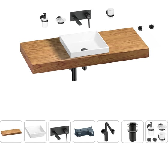 Комплект мебели для ванной комнаты Wellsee Genuine Tree с раковиной 201015447