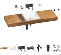 Комплект мебели для ванной комнаты Wellsee Genuine Tree с раковиной 201015567