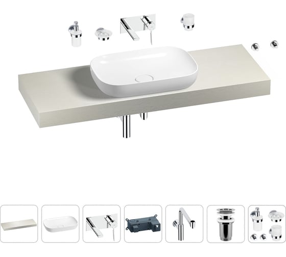 Комплект мебели для ванной комнаты с раковиной Wellsee Genuine Tree 201014386 1