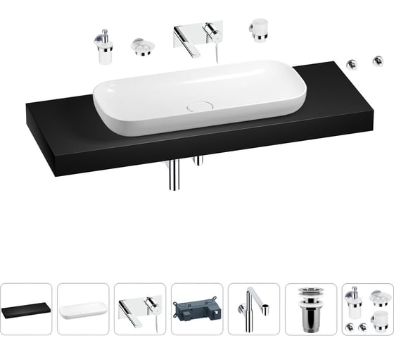 Комплект мебели для ванной комнаты Wellsee Genuine Tree с раковиной 201014726 1