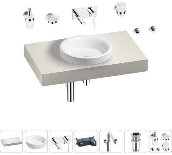 Комплект мебели для ванной комнаты с раковиной Wellsee Genuine Tree 201015646 1