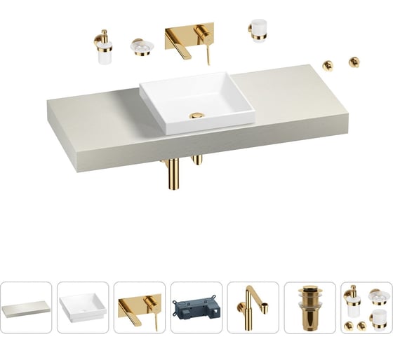 Комплект мебели для ванной комнаты Wellsee Genuine Tree с раковиной 201015408 1