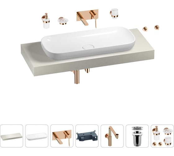 Комплект мебели для ванной комнаты с раковиной Wellsee Genuine Tree 201014509 1