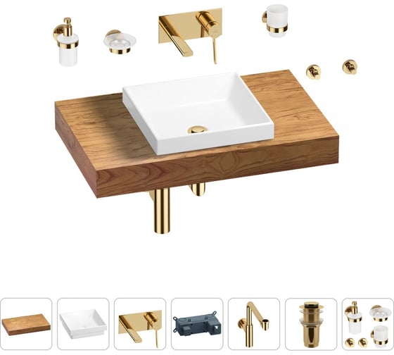 Комплект мебели для ванной комнаты Wellsee Genuine Tree с раковиной 201015208 1