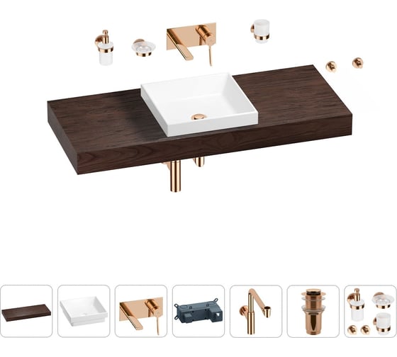 Комплект мебели для ванной комнаты Wellsee Genuine Tree с раковиной 201015469 1