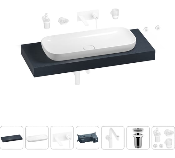 Комплект мебели для ванной комнаты с раковиной Wellsee Genuine Tree 201014530 1