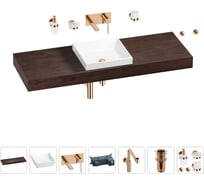 Комплект мебели для ванной комнаты Wellsee Genuine Tree с раковиной 201015589