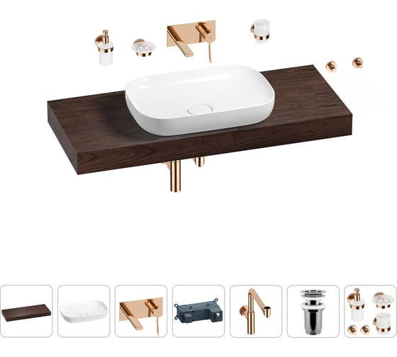 Комплект мебели для ванной комнаты с раковиной Wellsee Genuine Tree 201014329 1