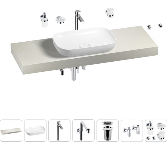 Комплект мебели для ванной комнаты с раковиной Wellsee Genuine Tree 201014371 1