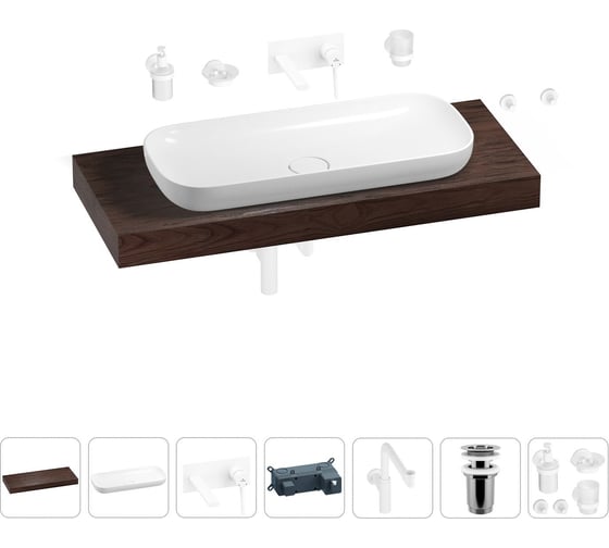 Комплект мебели для ванной комнаты с раковиной Wellsee Genuine Tree 201014570 1