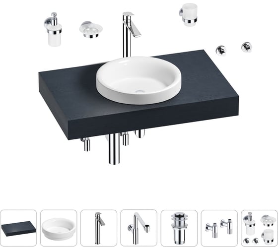 Комплект мебели для ванной комнаты Wellsee Genuine Tree с раковиной 201015651 1