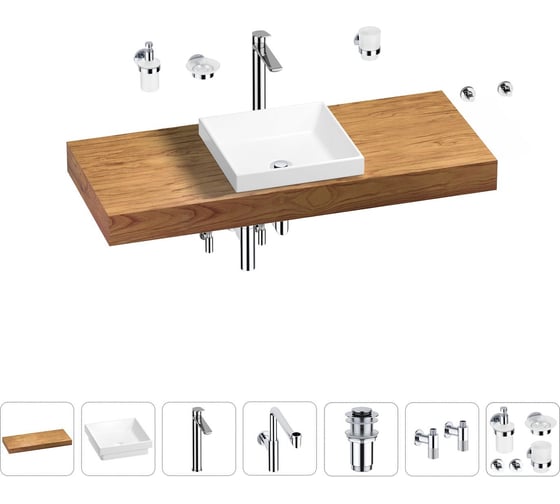 Комплект мебели для ванной комнаты Wellsee Genuine Tree с раковиной 201015431 1