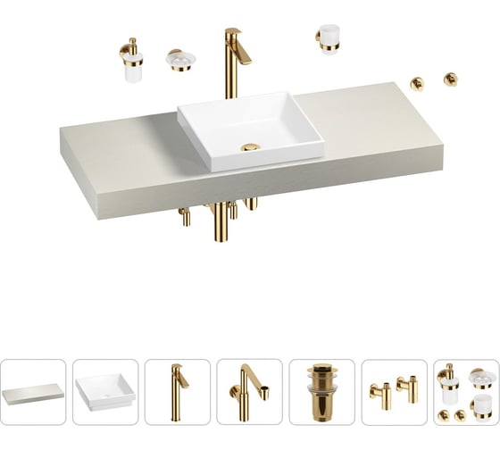 Комплект мебели для ванной комнаты Wellsee Genuine Tree с раковиной 201015393 1