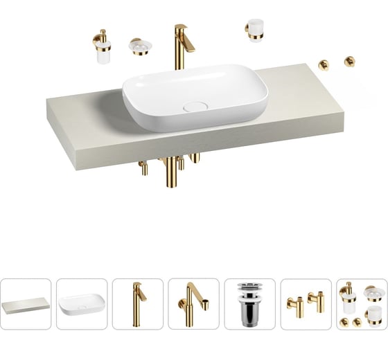 Комплект мебели для ванной комнаты с раковиной Wellsee Genuine Tree 201014253 1