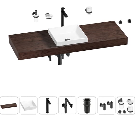 Комплект мебели для ванной комнаты Wellsee Genuine Tree с раковиной 201015572
