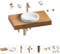 Комплект мебели для ванной комнаты Wellsee Genuine Tree с раковиной 201015673