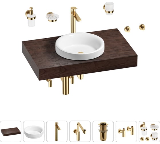 Комплект мебели для ванной комнаты с раковиной Wellsee Genuine Tree 201015693 1