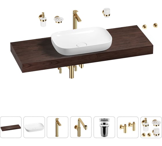 Комплект мебели для ванной комнаты с раковиной Wellsee Genuine Tree 201014433 1